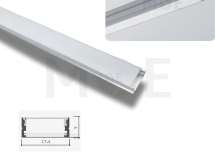 OB Surface LED Aluminum Profile Silver 17.4x7mm 3mt | 509B | بروفايل ليد المنيوم ظاهر