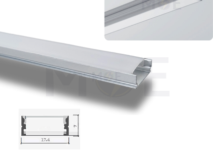 OB Surface LED Aluminum Profile Silver 17.4x7mm 3mt | 509B | بروفايل ليد المنيوم ظاهر