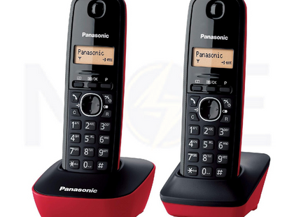 Panasonic Landline Cordless Phone 2 Machines Black & Red | KX-TG1612SP1
