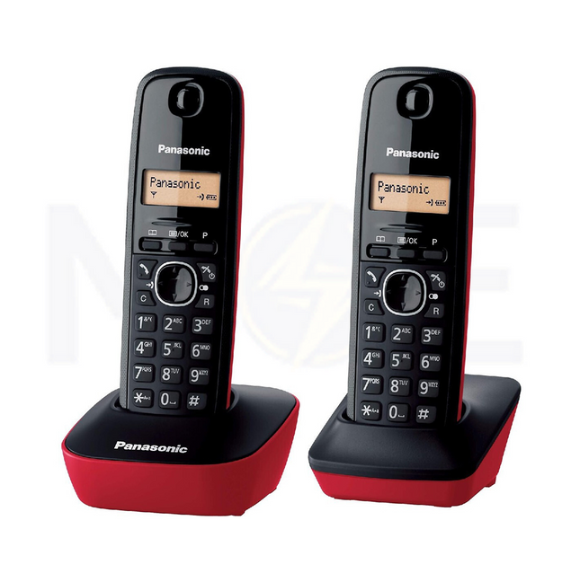 Panasonic Landline Cordless Phone 2 Machines Black & Red | KX-TG1612SP1