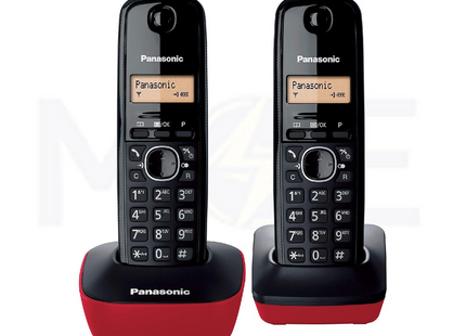 Panasonic Landline Cordless Phone 2 Machines Black & Red | KX-TG1612SP1