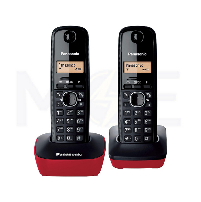 Panasonic Landline Cordless Phone 2 Machines Black & Red | KX-TG1612SP1