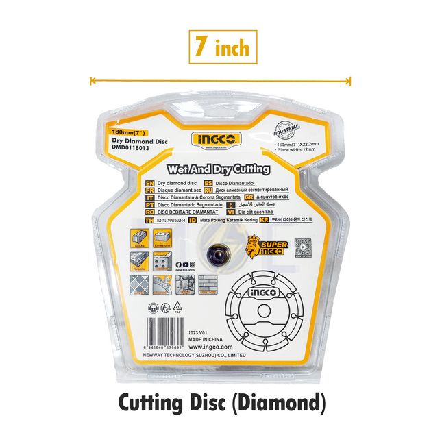 INGCO Diamond Dry & Wet Cutting Disc 180x22.2mm | DMD0118013