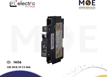 CBI MCB 1P 3kA C3 6A | QAL19306 | Black | دجنتور اشتراك كهرباء مفرد اسود