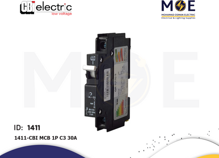 CBI MCB 1P 3kA C3 30A | QAL18330 | Black | دجنتور اشتراك كهرباء مفرد اسود