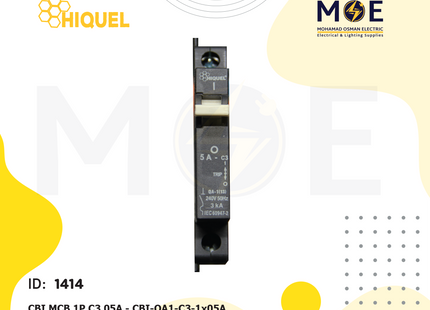 Hiquel CBI MCB 1P C3 5A | QA1-C3 | دجنتور اشتراك كهرباء مفرد اسود