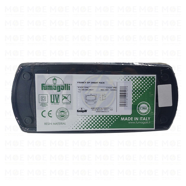 Fumagalli IP66 Rectangular Bulkhead Lamp Wall Surface Light FRANCY OP SMART PACK Black Opal E27  2A2.000.000.AYE27 - غلوب ابليك حائط مستطيل اسود مغشى (1)