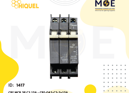Hiquel CBI MCB 3P C3 15A | QA3-C3 | دجنتور كهرباء ثلاثة فاز اسود