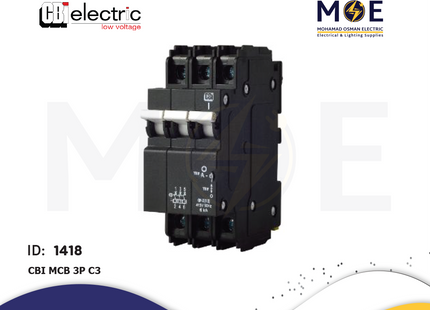 CBI MCB 3P 3kA C3 80A | QA3 | Black | دجنتور كهرباء ثلاثة فاز اسود كبير