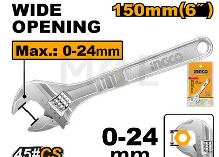 INGCO Adjustable Wrench 6inch 150mm | HADW131062