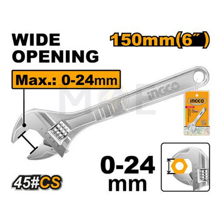 INGCO Adjustable Wrench 6inch 150mm | HADW131062