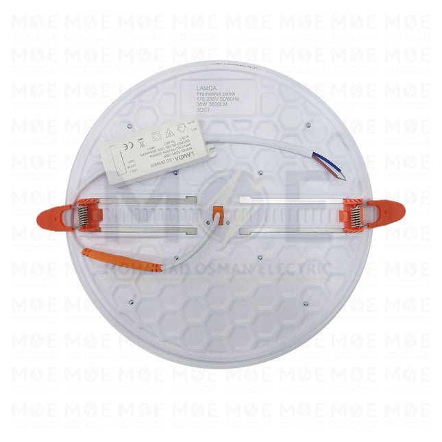 Lamda LED DownLightPanel Light White Flush FrameLess Adjustable Circular Spot Daylight, Warmwhite, Coolwhite 20cm 36W  3CCT - سبوت ليد مدور مخفي بدون كادر متحرك ابيض دايلايت، ورم وايت، كول وايت  (1)