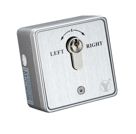 YLI Electronic Exit Button Surface Mounted Aluminum European type emergency release Button key Spring Return Switch with 2 contact | YKS-851EN | مفتاح باب جرار ظاهر