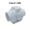 Brilliant Mixed Flow In-Line Duct Fan (15cm 6") 50W |BPT-6 شفاط ماسورة توربين بلاستيك