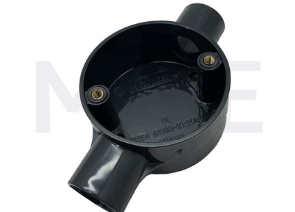 ElectroGuard Surface Circular Junction box PVC Through Shape 2Way 20mm Black | EL2-2SB