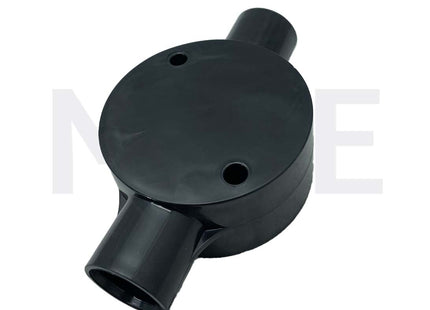 ElectroGuard Surface Circular Junction box PVC Through Shape 2Way 20mm Black | EL2-2SB