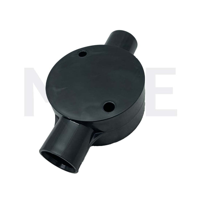 ElectroGuard Surface Circular Junction box PVC Through Shape 2Way 20mm Black | EL2-2SB