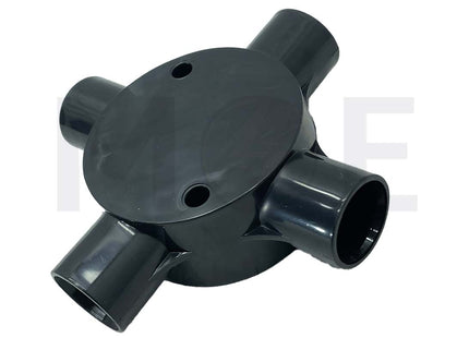 ElectroGuard Surface Circular Junction box PVC X-shape 4Way 20mm Black | EL2-04B
