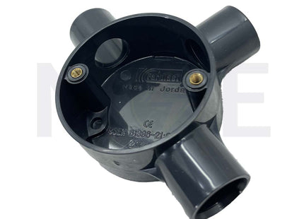 ElectroGuard Surface Circular Junction box PVC T-shape 3Way 20mm Black | EL2-03B