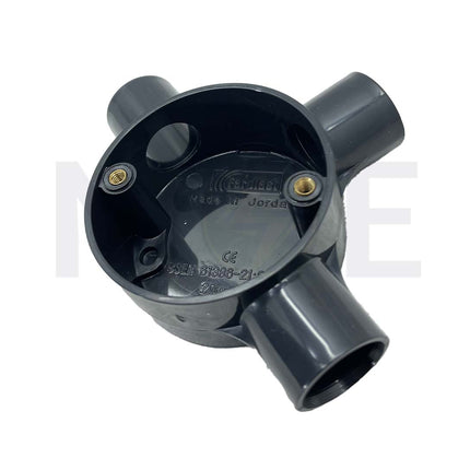 ElectroGuard Surface Circular Junction box PVC T-shape 3Way 20mm Black | EL2-03B