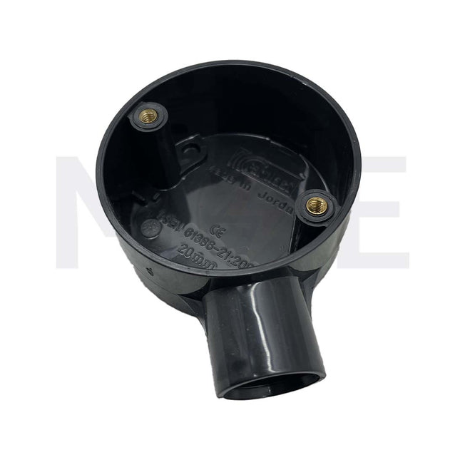 ElectroGuard Surface Circular Junction box PVC Through 1Way 20mm Black | EL2-01B
