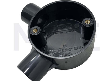 ElectroGuard Surface Circular Junction box PVC VL-shape Angle 2Way 20mm Black  EL2-2AB