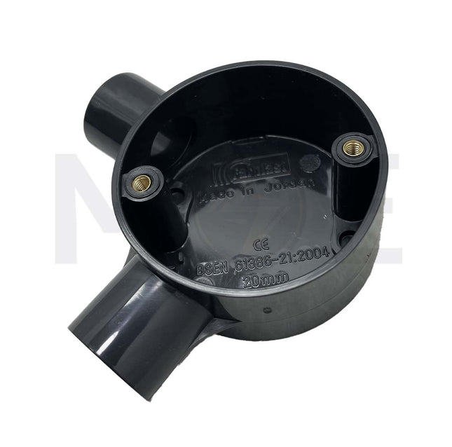 ElectroGuard Surface Circular Junction box PVC VL-shape Angle 2Way 20mm Black  EL2-2AB