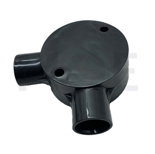 ElectroGuard Surface Circular Junction box PVC VL-shape Angle 2Way 20mm Black  EL2-2AB