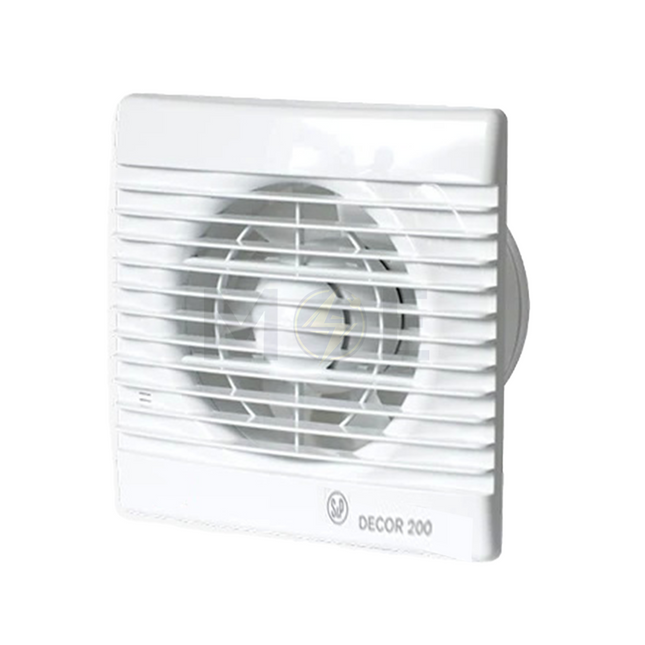 S&P Axial Exhaust Fan with Decorative Front Panel Square (12cm / 5") 20W | Decor 200 C  شفاط حمام  بلاستيك مربع