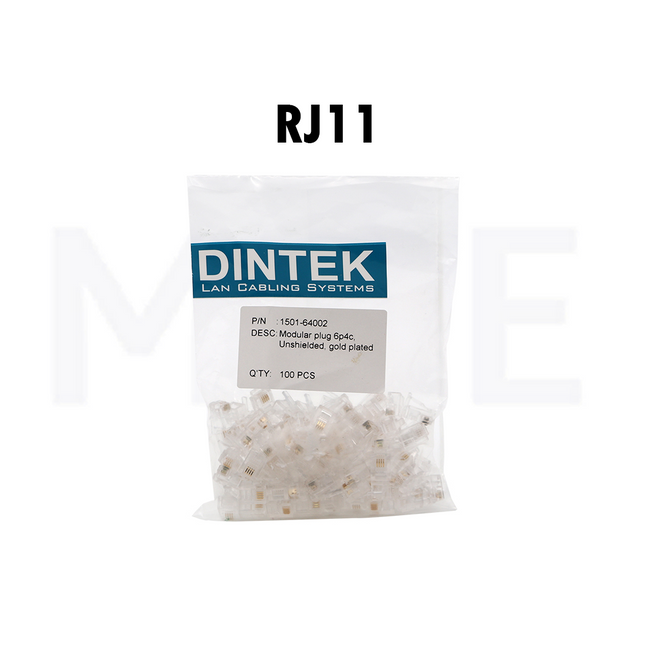 Dintek phone jack Connector Transparent RJ11 6Pin 6P4C | 1501-64002