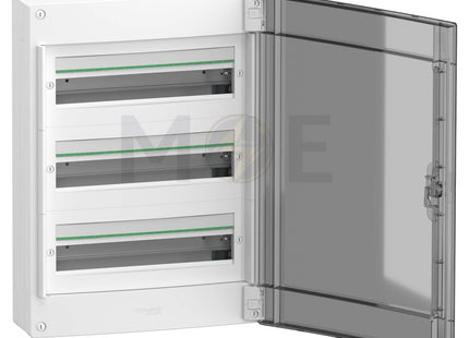 Schneider PrismaSeT IP40 Plastic Surface Distribution Board Smoked Door (426x600x151mm) 3Rx18module 54module | LVSXR318