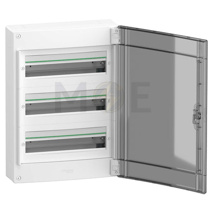 Schneider PrismaSeT IP40 Plastic Surface Distribution Board Smoked Door (426x600x151mm) 3Rx18module 54module | LVSXR318