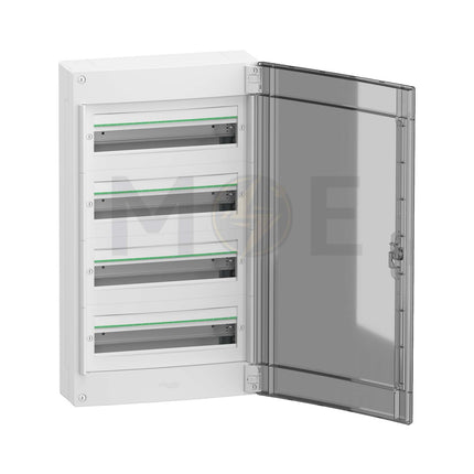 Schneider PrismaSeT IP40 Plastic Surface Distribution Board Smoked Door (426x750x151mm) 4Rx18module 72module | LVSXR418