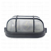 Lotus Waterproof Oval Bulkhead Lamp Wall Surface Light With Grid Small Size Black E27  6408- هيبلو حائط فارغ مطري مع شبك اسود حجم صغير (1)