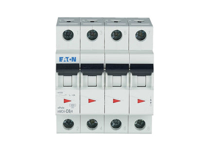 EATON MCB 4P C 4.5KA 6A | mMC4-C6/4 | دجنتور كهرباء ثلاثة فاز مع نتر - قاطع كهربائي رباعي