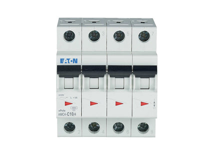 EATON MCB 4P C 4.5KA 10A | mMC4-C10/4 | دجنتور كهرباء ثلاثة فاز مع نتر - قاطع كهربائي رباعي