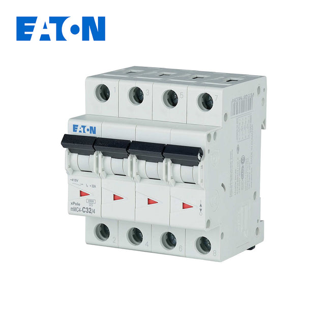 EATON MCB 4P C 4.5KA 32A | mMC4-C32/4 | دجنتور كهرباء ثلاثة فاز مع نتر - قاطع كهربائي رباعي