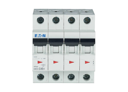EATON MCB 4P C 4.5KA 40A | mMC4-C40/4 | دجنتور كهرباء ثلاثة فاز مع نتر - قاطع كهربائي رباعي