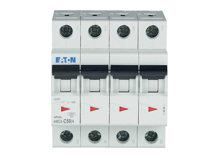 EATON MCB 4P C 4.5KA 50A | mMC4-C50/4 | دجنتور كهرباء ثلاثة فاز مع نتر - قاطع كهربائي رباعي