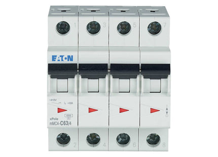 EATON MCB 4P C 4.5KA 63A | mMC4-C63/4 | دجنتور كهرباء ثلاثة فاز مع نتر - قاطع كهربائي رباعي