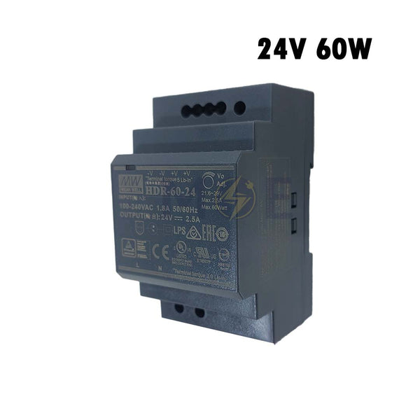 Mean Well Din Rail Power Supply Unit AC to DC 24V 60W 2.5A | HDR-60-24