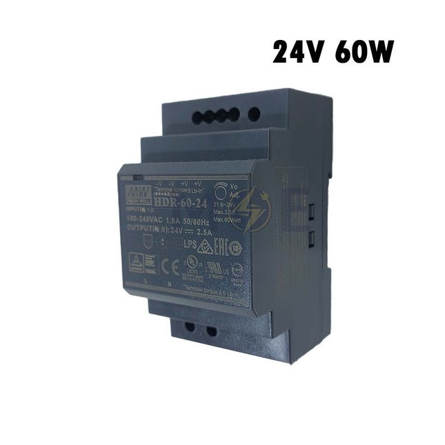 Mean Well Din Rail Power Supply Unit AC to DC 24V 60W 2.5A | HDR-60-24