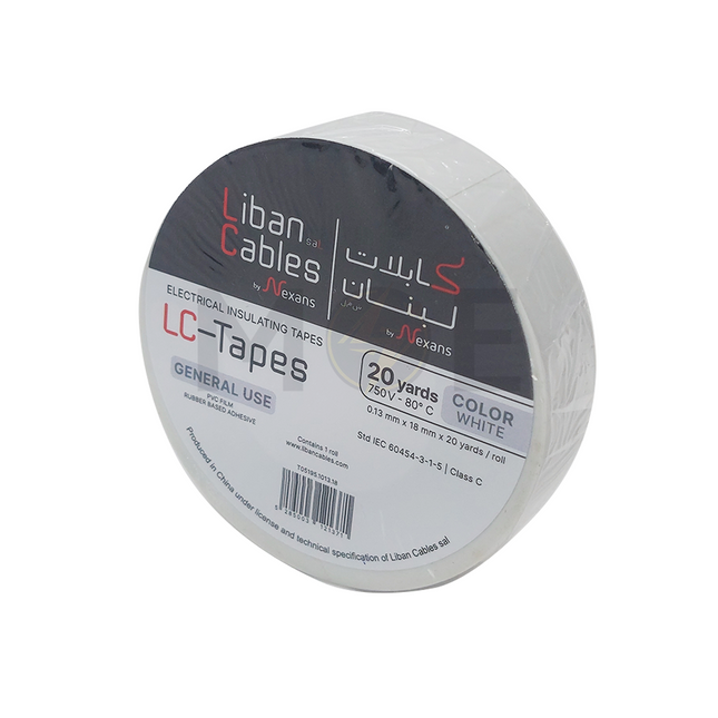 Liban Cables Electrical Adhesive Tape White 20yd | LC-Tapes