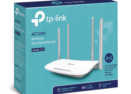 TP Link Archer C50 AC1200 Wireless Dual Band Router 4 Antenna 300-867 Mbps | Archer C50 AC1200