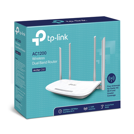 TP Link Archer C50 AC1200 Wireless Dual Band Router 4 Antenna 300-867 Mbps | Archer C50 AC1200