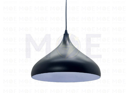 Classic Pendant Light Teardrop Black Matt (White internal) E27 30cm | ELB001 | غلوب تنزيلة المنيوم دمعة اسود مات و ابيض من الداخل