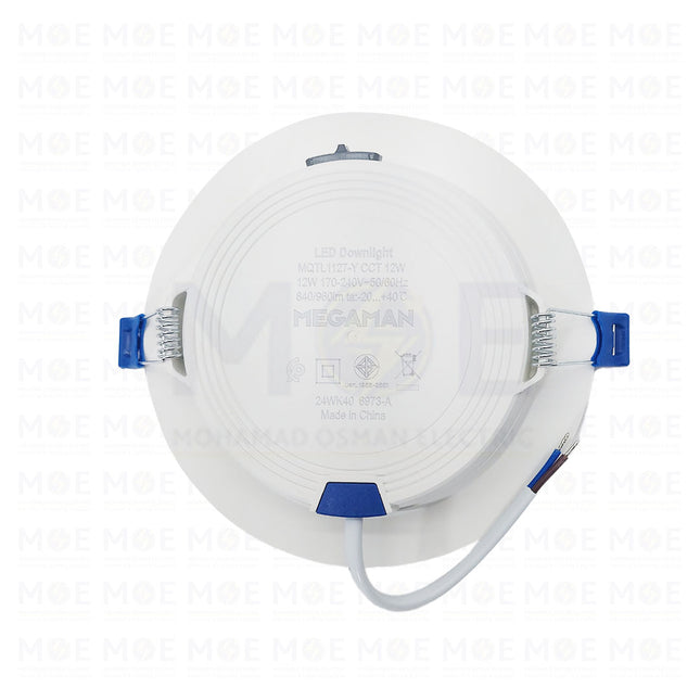 MEGAMAN LED Downlight Panel Light White Ceiling Flush Mounted Circular Daylight, Warmwhite, Coolwhite 12.5cm 12W  MQTL1127Y12W - سبوت ليد مدور مخفي ابيض دايلايت، ورم وايت، كول وايت