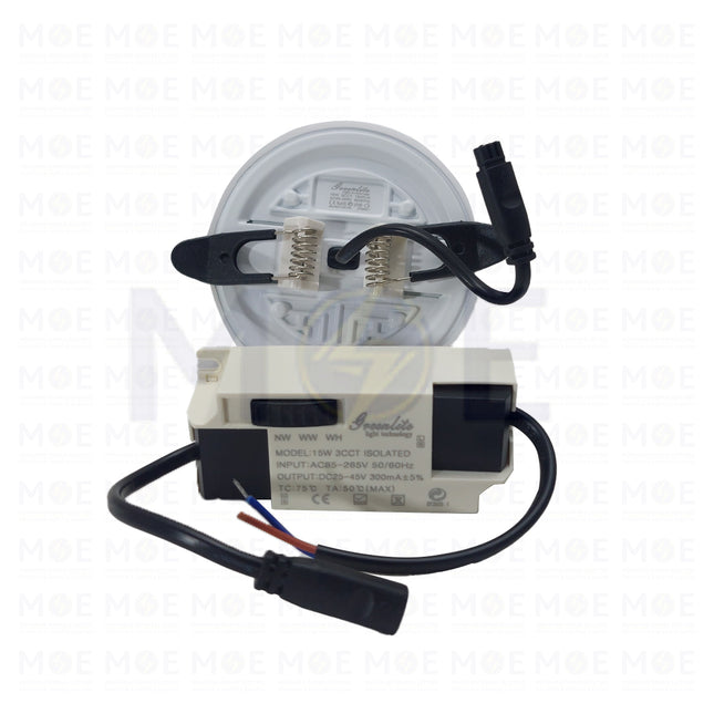 Greenlite IP40 LED DownLight/Panel Light White Flush FrameLess Adjustable Circular Spot Daylight, Warmwhite, Coolwhite 7.5cm 15W | REC15W | سبوت ليد مدور مخفي بدون كادر متحرك ابيض دايلايت، ورم وايت، كول وايت