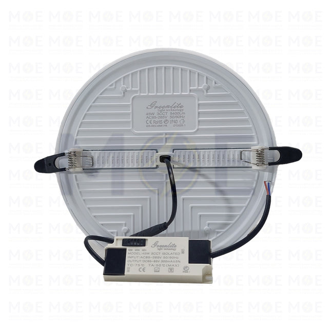 Greenlite IP40 LED DownLight/Panel Light White Flush FrameLess Adjustable Circular Spot Daylight, Warmwhite, Coolwhite 20.5cm 45W | REC45W | سبوت ليد مدور مخفي بدون كادر متحرك ابيض دايلايت، ورم وايت، كول وايت