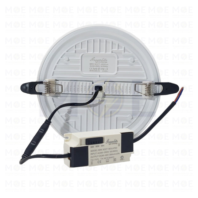 Greenlite IP40 LED DownLight/Panel Light White Flush FrameLess Adjustable Circular Spot Daylight, Warmwhite, Coolwhite 15.5cm 36W | REC36W | سبوت ليد مدور مخفي بدون كادر ابيض دايلايت، ورم وايت، كول وايت